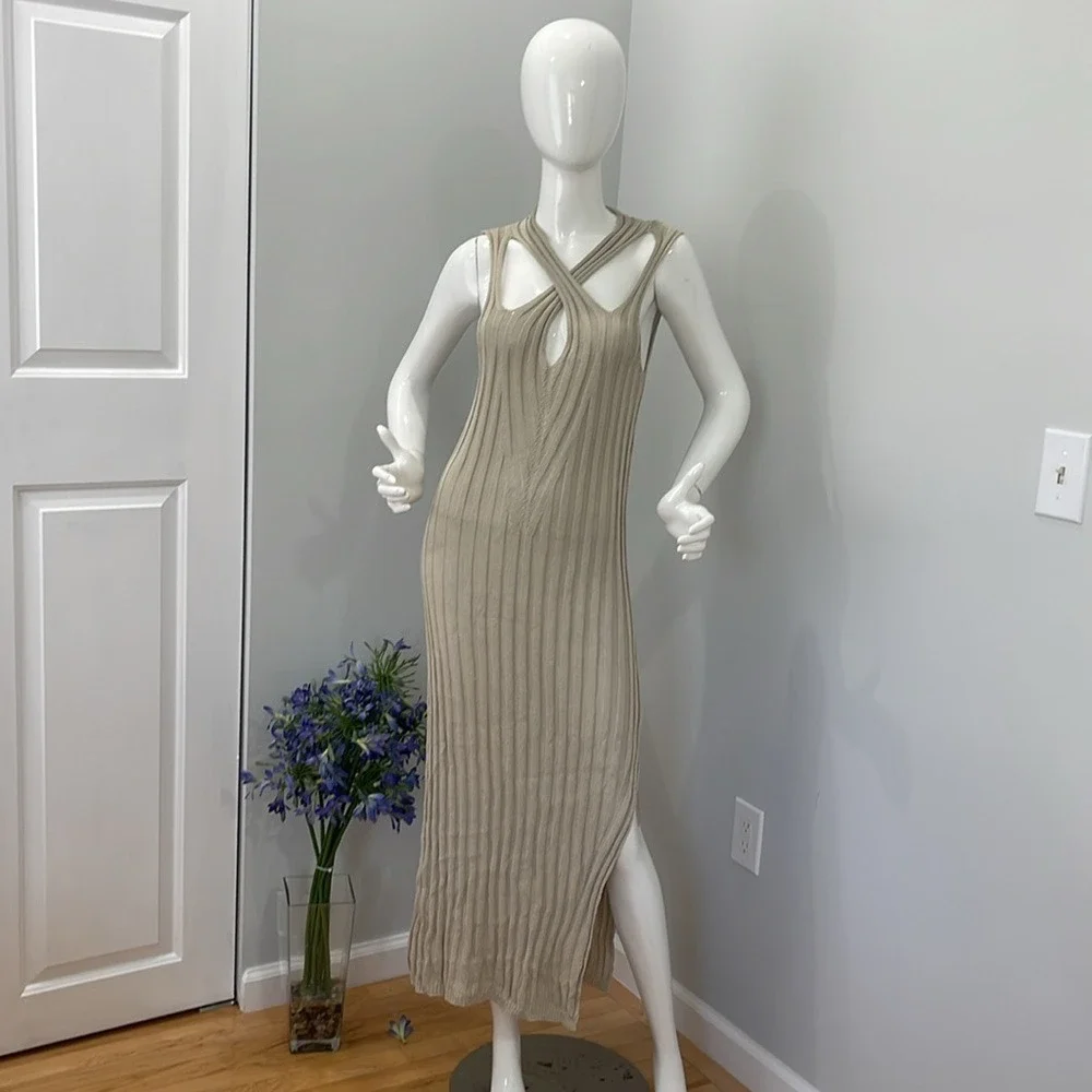 Micas Cross Halter Neck Split Maxi Dress size M - Picture 3 of 11